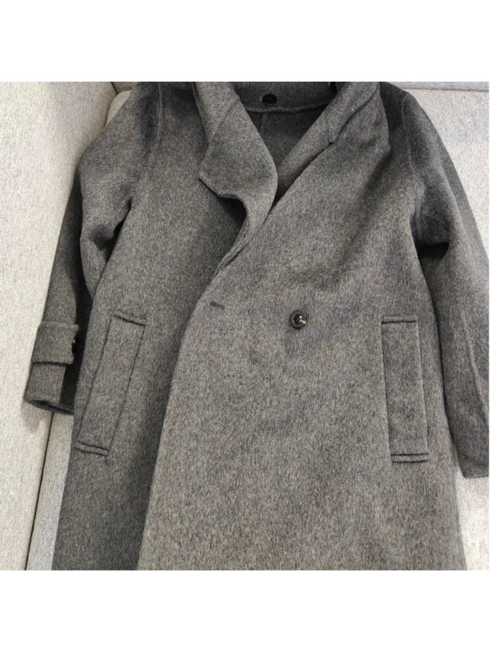 Grey wool overcoat with a touch of vintage charm coats(two pieces coat) - two co